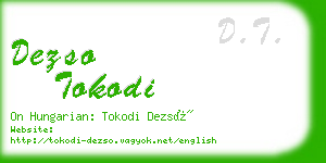dezso tokodi business card